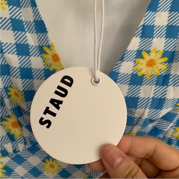 Staud Milla Print Mini Dress Gingham Daisy Plaid NWT Sz 10 & 8 - Picture 8 of 10